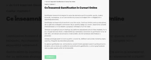 Pagina de lectură a unei cărți digitale, cu titlul capitolului și textul lecției fără distrageri